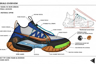 design shoe tech pack, footwear design, sneakers, heels and boot leather design