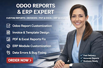 setup odoo customize odoo reports, invoices, PDF excel templates erp modules