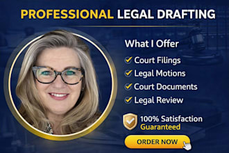 draft court filings, legal motions, court documents and provide legal review