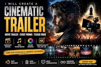 create a cinematic movie trailer, event promo, or teaser video