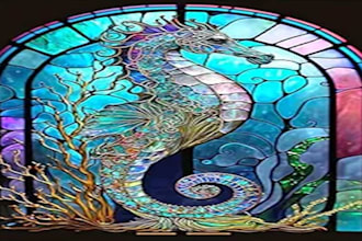 design stained glass art logo modern mosaic stained glass art illustration