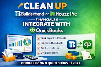 clean up buildertrend or houzz pro financials and integrate with quickbooks