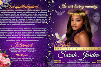 design elegant funeral poster, obituary program, memorial