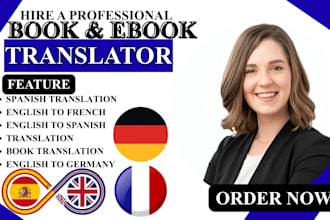 do professional english to french, german to english, italian book translation