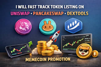 fast track token listing on uniswap pancakeswap dextools and memecoin promotion
