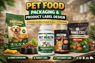 design pet food packaging product label and pouch design
