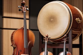 record high quality unique cello, violin, viola, taiko to your music track