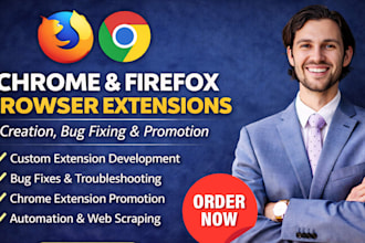 create and fix chrome firefox browser extension, chrome extension promotion