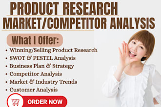 do product research market research, trends, swot analysis, competitor analysis