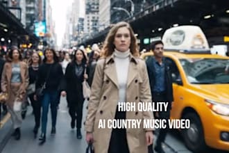 create cinematic ai country music video gospel  video, lip sync for your song