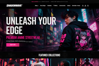 design anime streetwear shopify clothing store merch dropshipping anime website