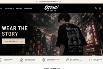 design pod clothing website anime shopify store anime manga store anime website