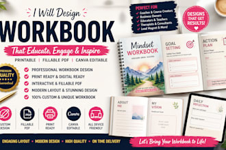 design workbook, workbook layout, fillable pdf workbook and printable workbook