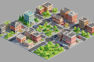 create low poly environment city pack top down building isometric game assets