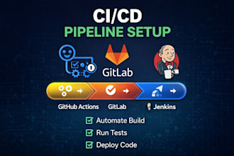 setup ci cd pipeline using github actions, gitlab or jenkins