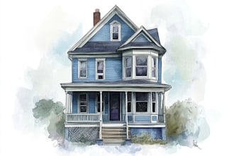 do handmade watercolor painting of house