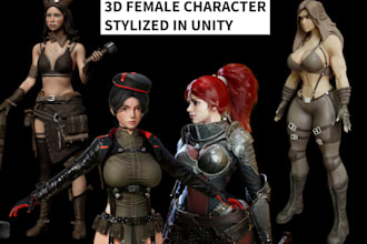create cartoon stylized 3d female male character models cartoon 3d priting game