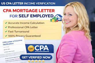 prepare US CPA letter income verification CPA mortgage letter for self employed