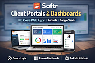 build a softr client portal, dashboard, or no code web app with airtable