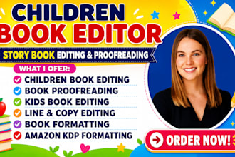 edit and proofread children story book format kids picture book editing