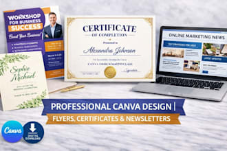 design flyer, canva certificates, invitations, canva newsletter digital products