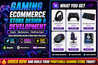 design gaming website, ecommerce website, online store, wordpress gaming store