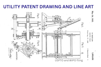 create utility patent drawing and line art for uspto and wipo filing
