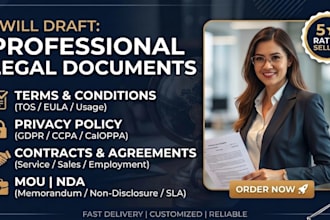 draft professional legal agreements, contracts, and privacy policies