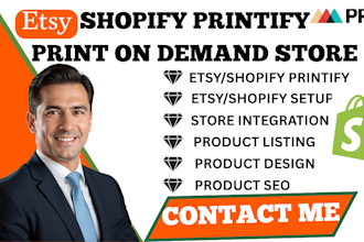 design shopify  esty printify pod store print on demand website  printiful