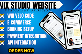 develop wix studio website with wix velo code, api integration as wix developer