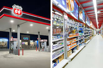 create realistic 3d gas station and convenience store design