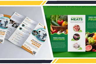 design trifold brochure, marketing catalog for promoting products and business