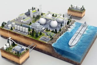 3d industrial factory layout,oil refinery plant,isometric diorama infrastructure