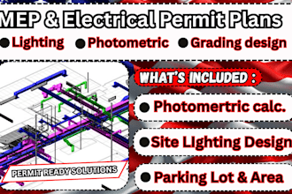 design mep, photometric lighting, site plan and electrical plan for city permits