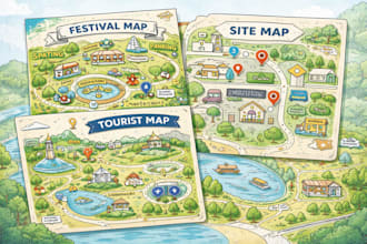 design vector map illustation, graphics design, hand drawn map, site map