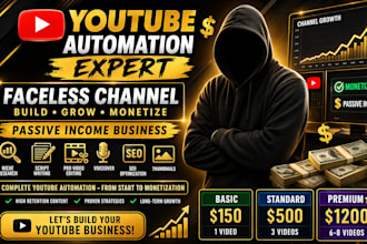 build faceless youtube automation channel for passive income business
