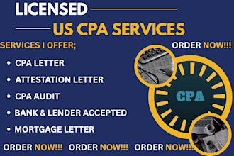 prepare CPA comfort letter, income verification, mortgage letter