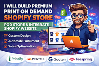 build premium print on demand shopify store pod store integrate shopify website