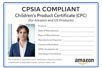 provide cpsia compliant CPC certificate for amazon and US products