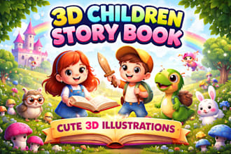 design stunning 3d kids book illustrations  characters
