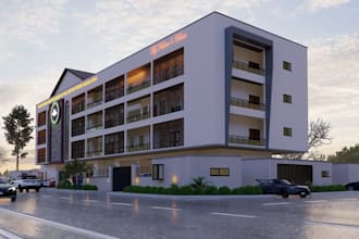 design 3d church building, gods shrine, worship space,facade complex, cgi render