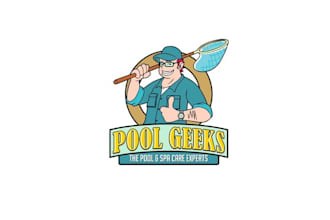 make pool geeks logo with swimming pool cleaning service