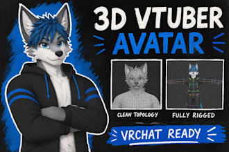 create custom vrchat furry avatar 3d vtuber model vrchat avatar rigging