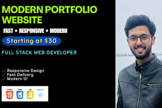 create a modern react portfolio website for developers