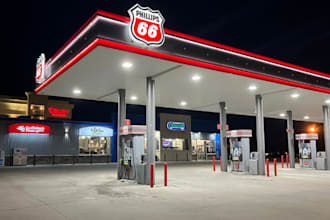 do 3d fuel station design with interior and exterior