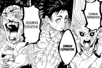 draw anime manga page manga panel in jujutsu kaisen style comic illustration