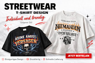 create custom streetwear clothing, t shirt design and graphic design