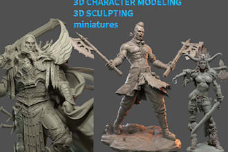 sculpt 3d tabletop miniatures character stl and cosplay props for 3d printing