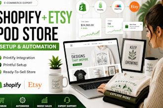 design shopify print on demand store, etsy pod on printify printful etsy gelato