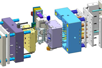 design plastic injection mold, dfm, moldflow analysis 3d cad modeling